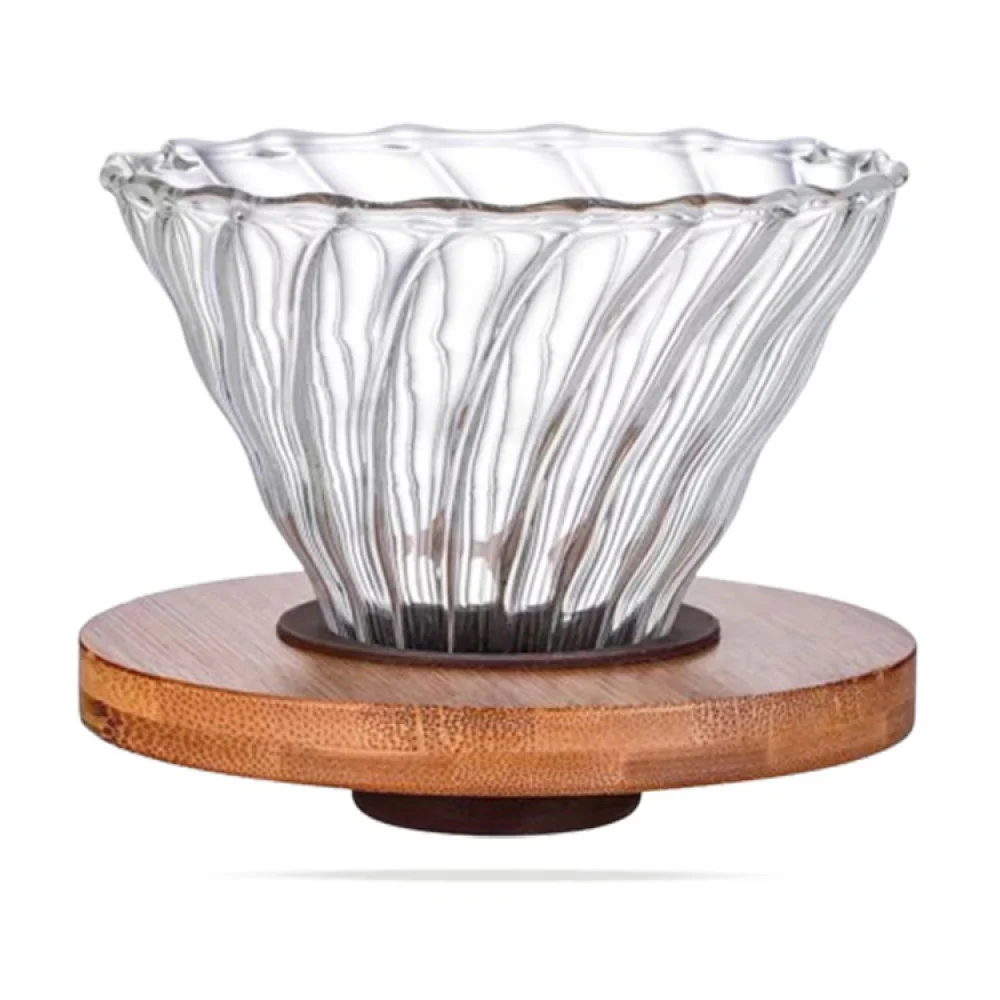 Glass and Wood Coffee Brewing Funnel v60