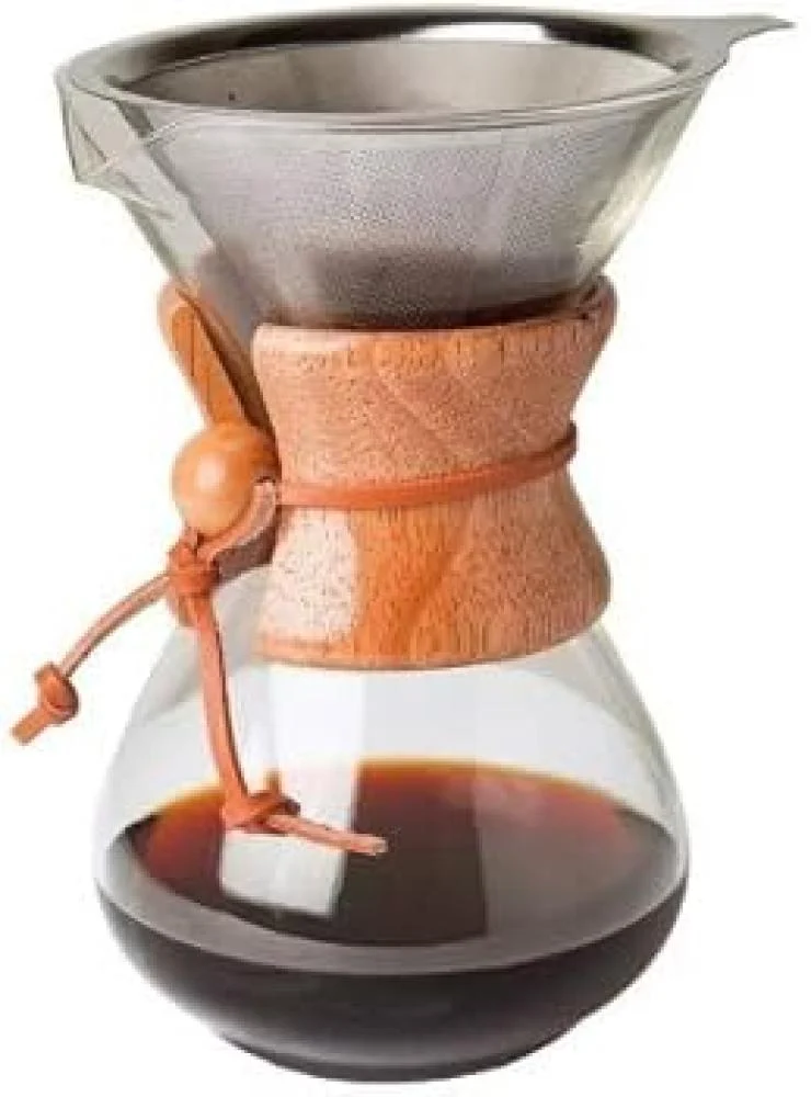 Chemix Glass Bottle with Wooden Handle 800 ml (with Stainless Steel Filter)