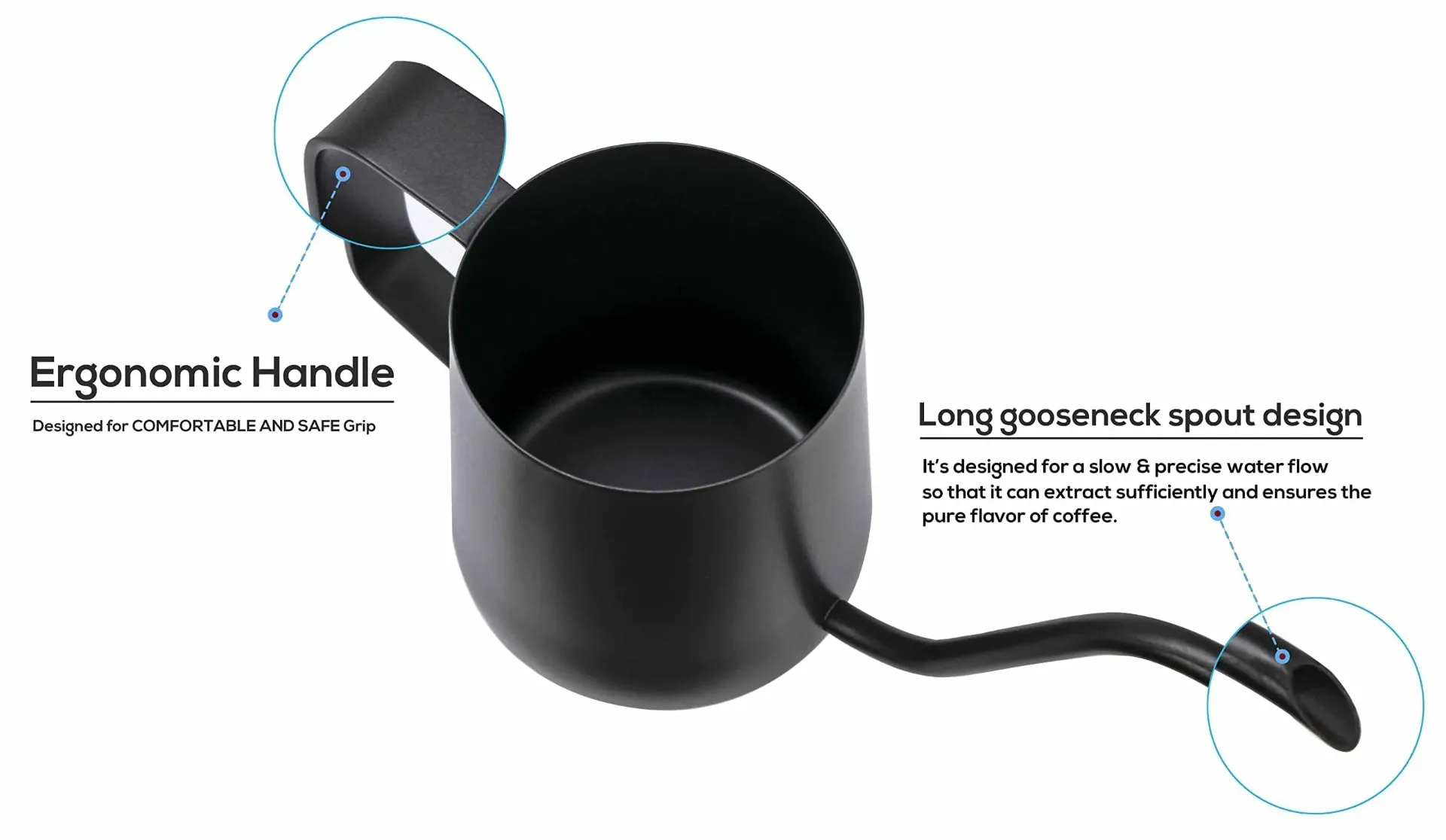 ابريق تقطير القهوة مصنوع من الستانليس ستيل من ميبرو بفوهة صغيرة وعنق طويل لصب القهوة سعة 350 مل